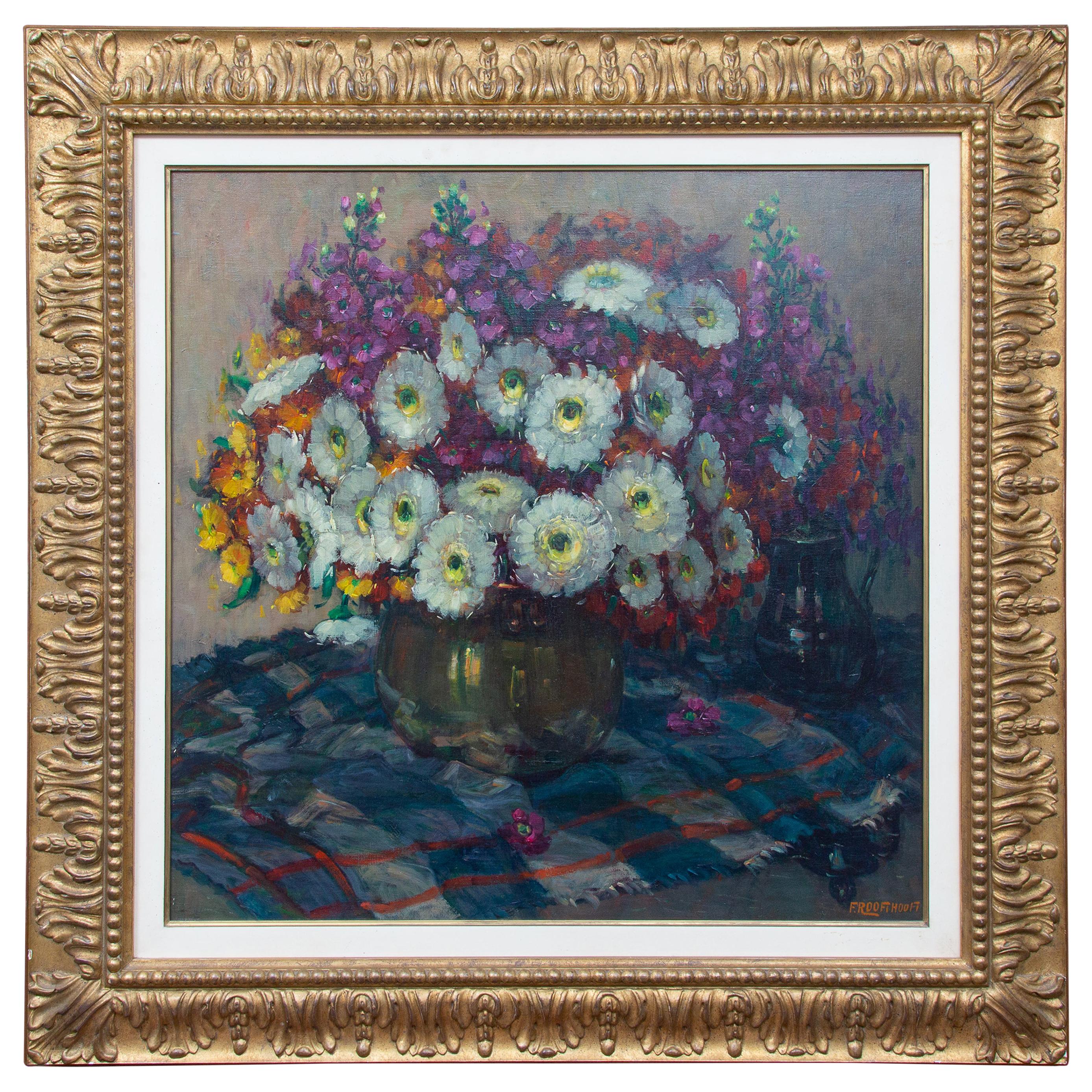 Floral Still Life by Frans Roofthooft, 'Belgian'