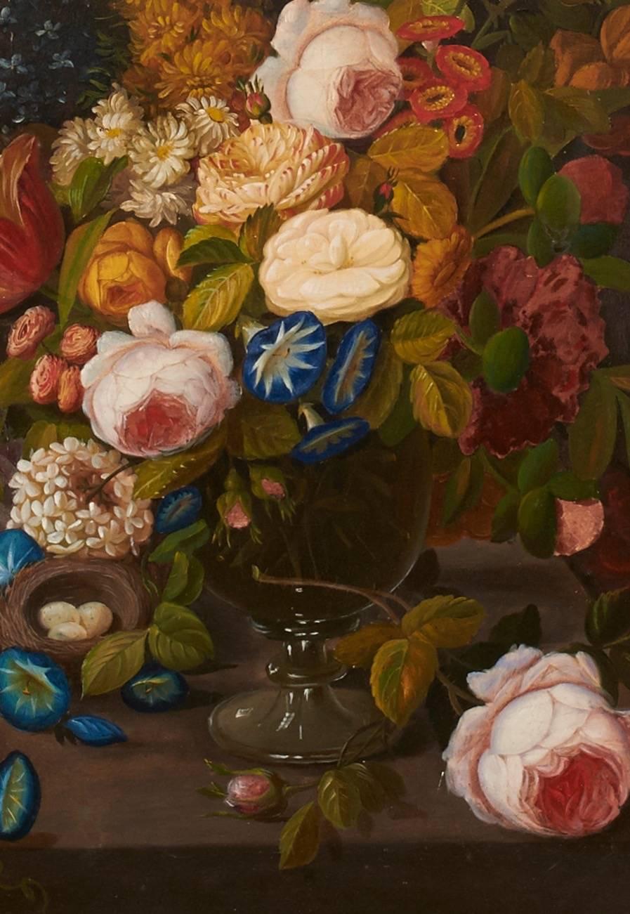 American Classical Floral Still Life by Severin Roesen For Sale
