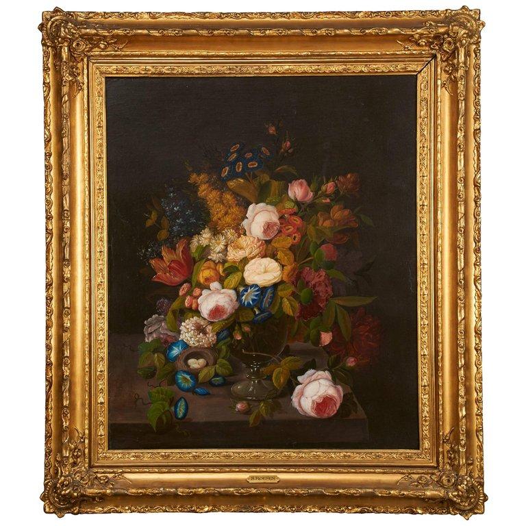 American Floral Still Life by Severin Roesen For Sale