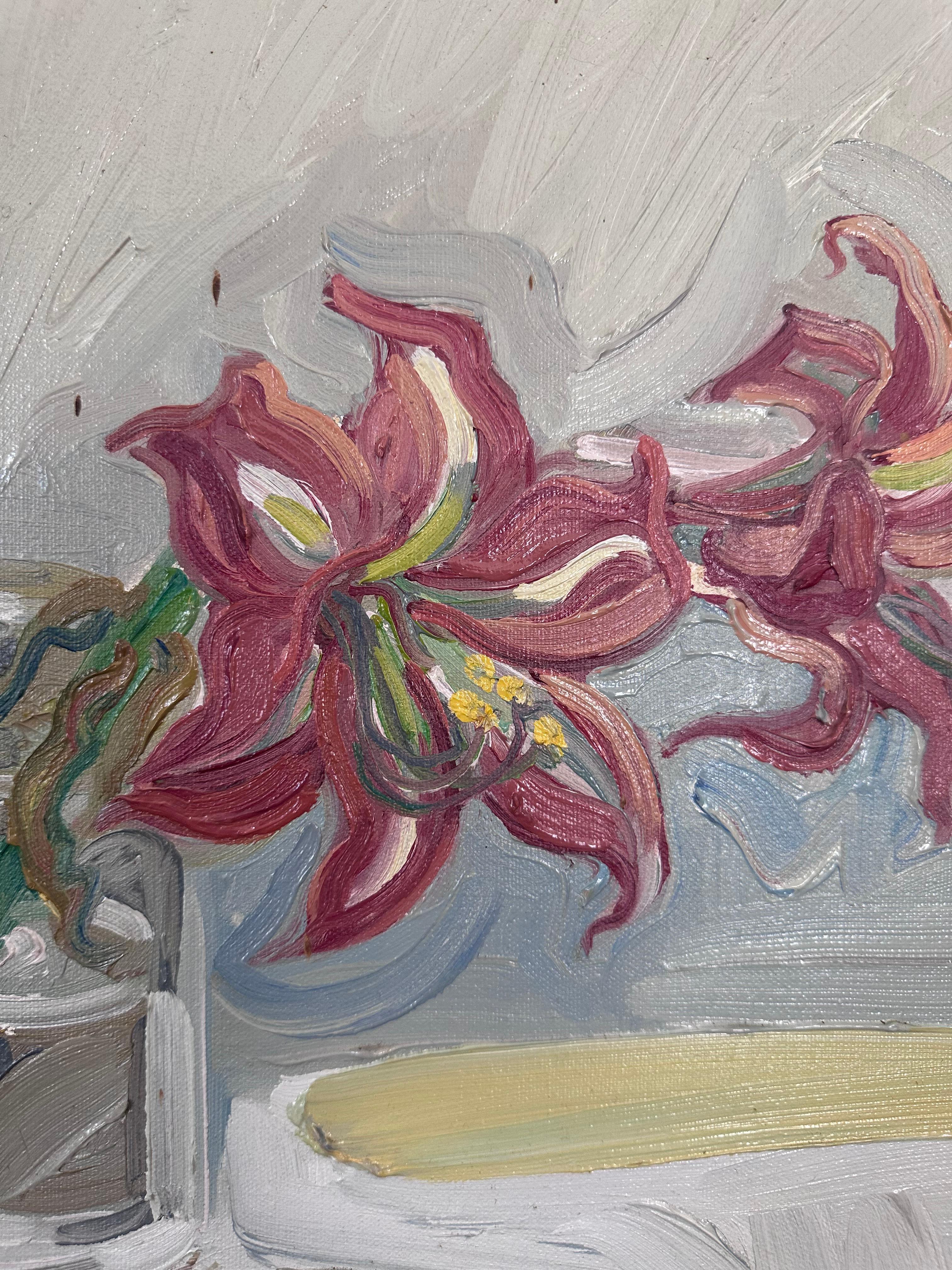 Américain Nature morte florale Fleurs dans un vase par Helene Moyse Artiste de Louisiane en vente