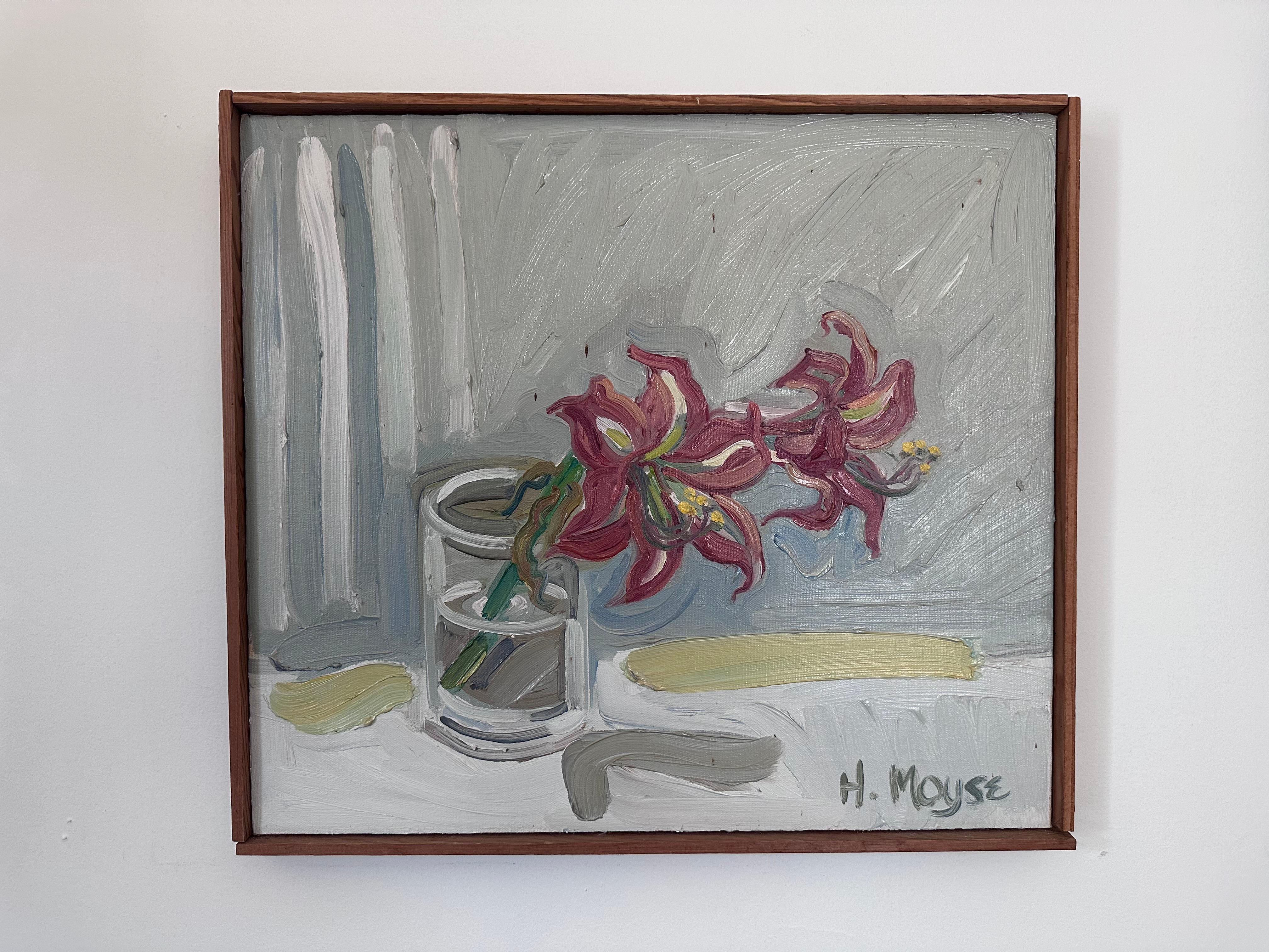 Peinture Nature morte florale Fleurs dans un vase par Helene Moyse Artiste de Louisiane en vente