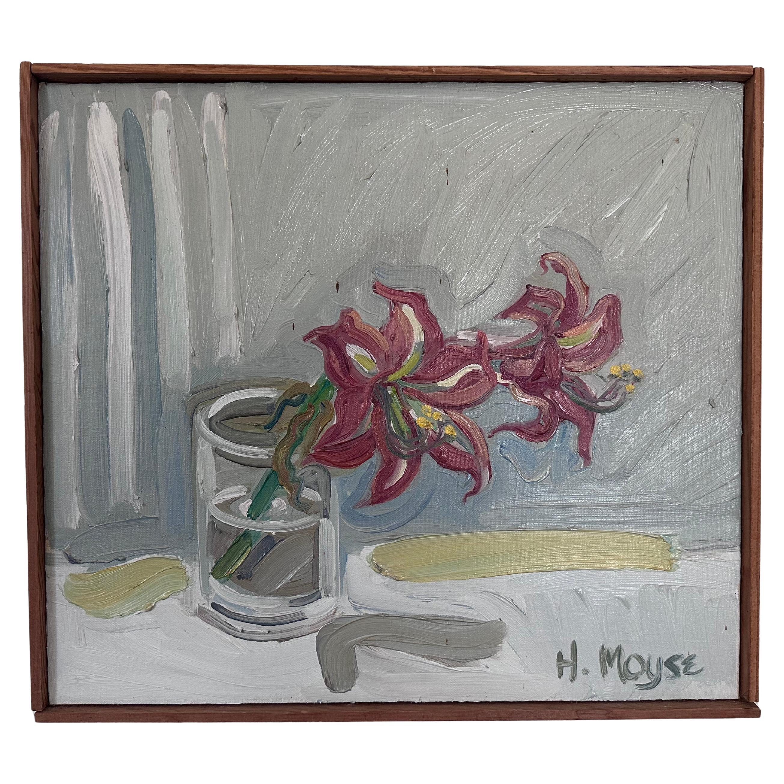 Nature morte florale Fleurs dans un vase par Helene Moyse Artiste de Louisiane en vente