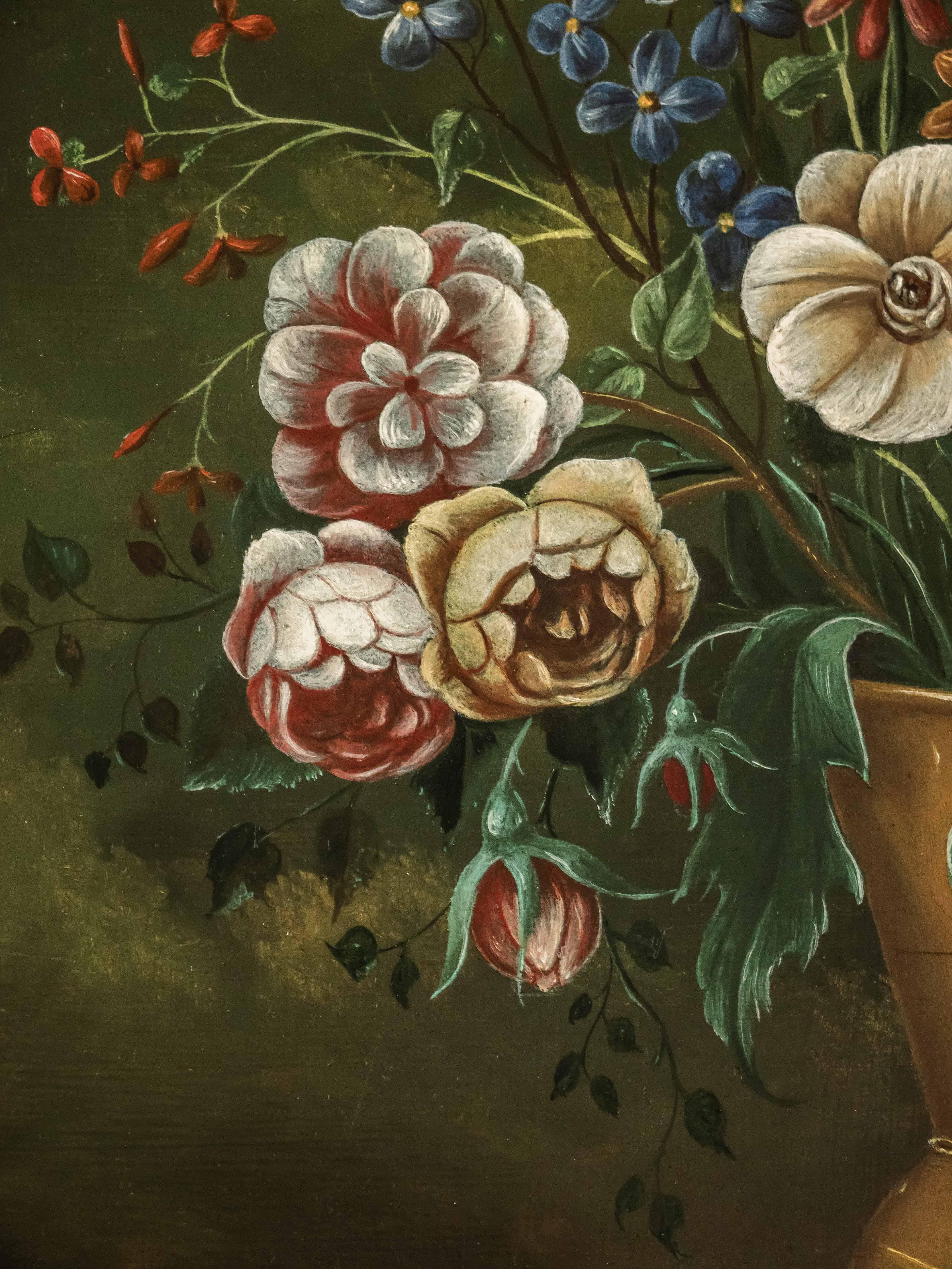 Floral still life in Renaissance style 78.5 X 69 cm In Good Condition For Sale In STRAČOV, CZ