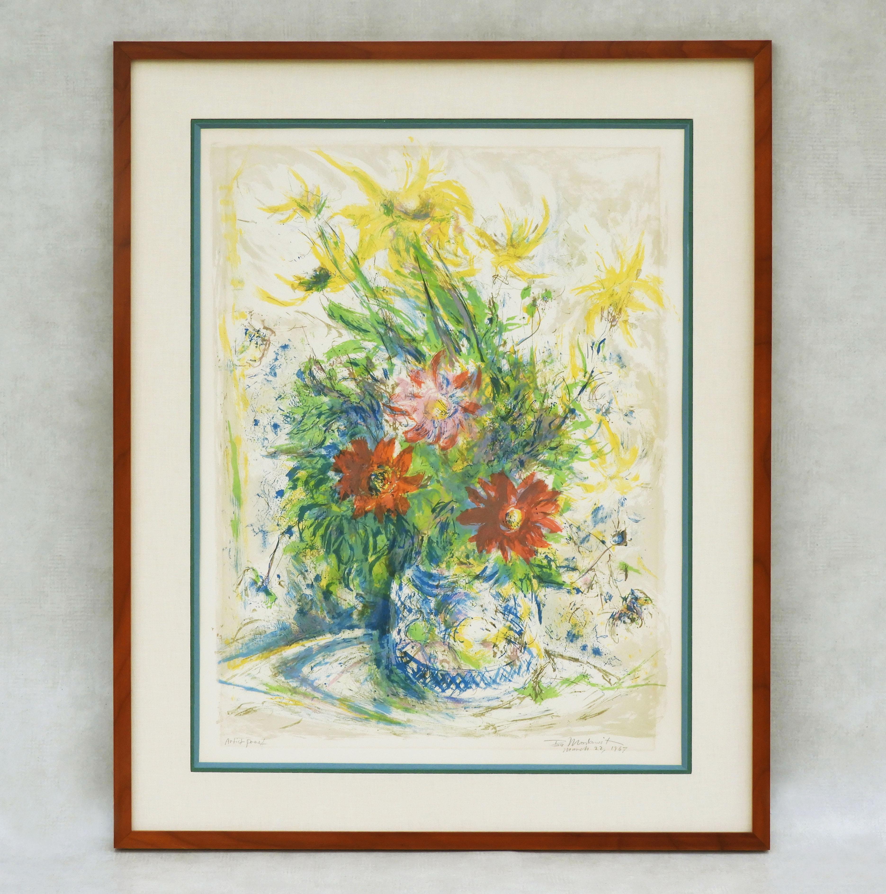 Blumenlithographie „Stillleben mit Blumen“ von Ira Moskowitz (Moderne der Mitte des Jahrhunderts) im Angebot