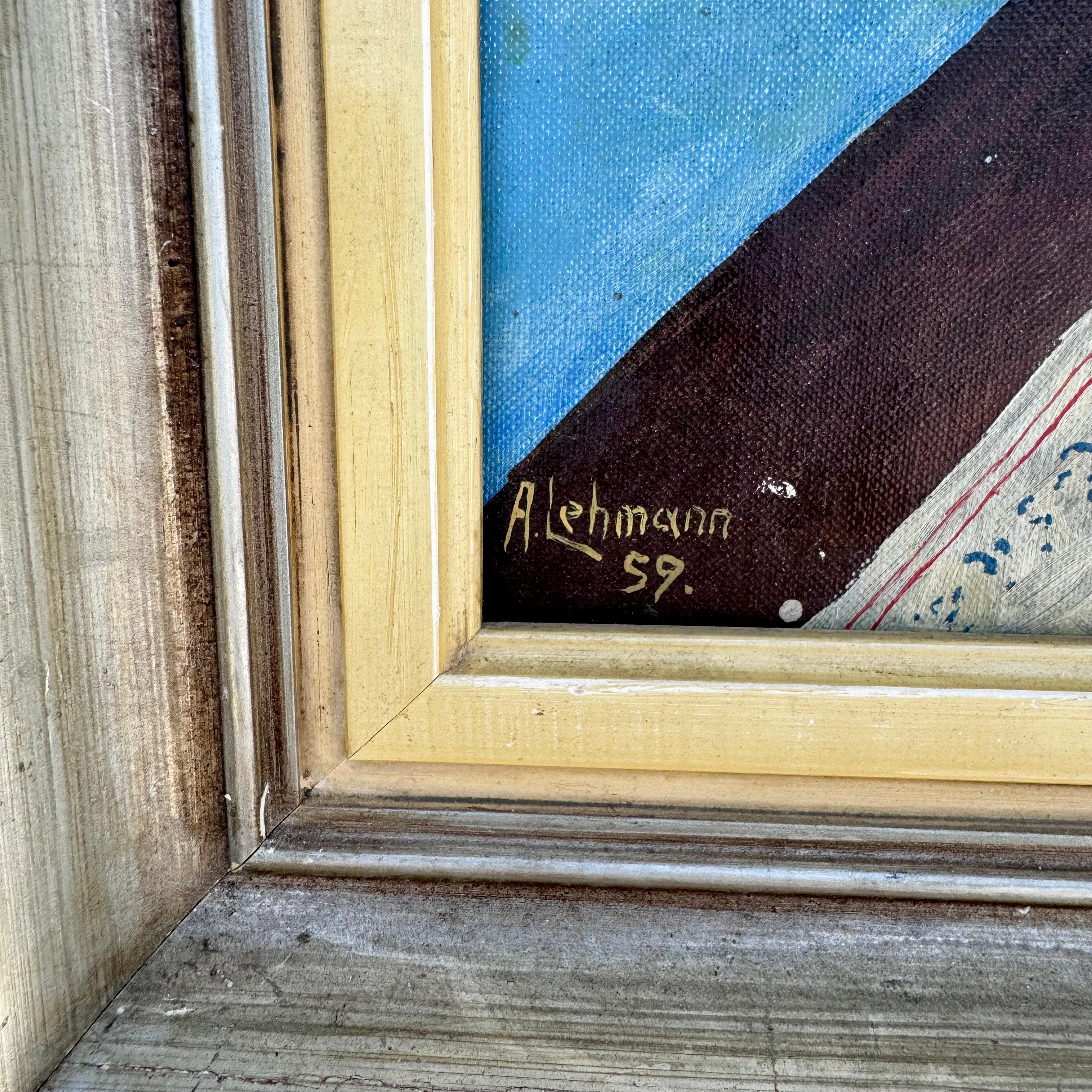Blumenstillleben Öl auf Leinwand Circa Alfred Lehmann (1899-1979) Circa 1959 (Hollywood Regency) im Angebot