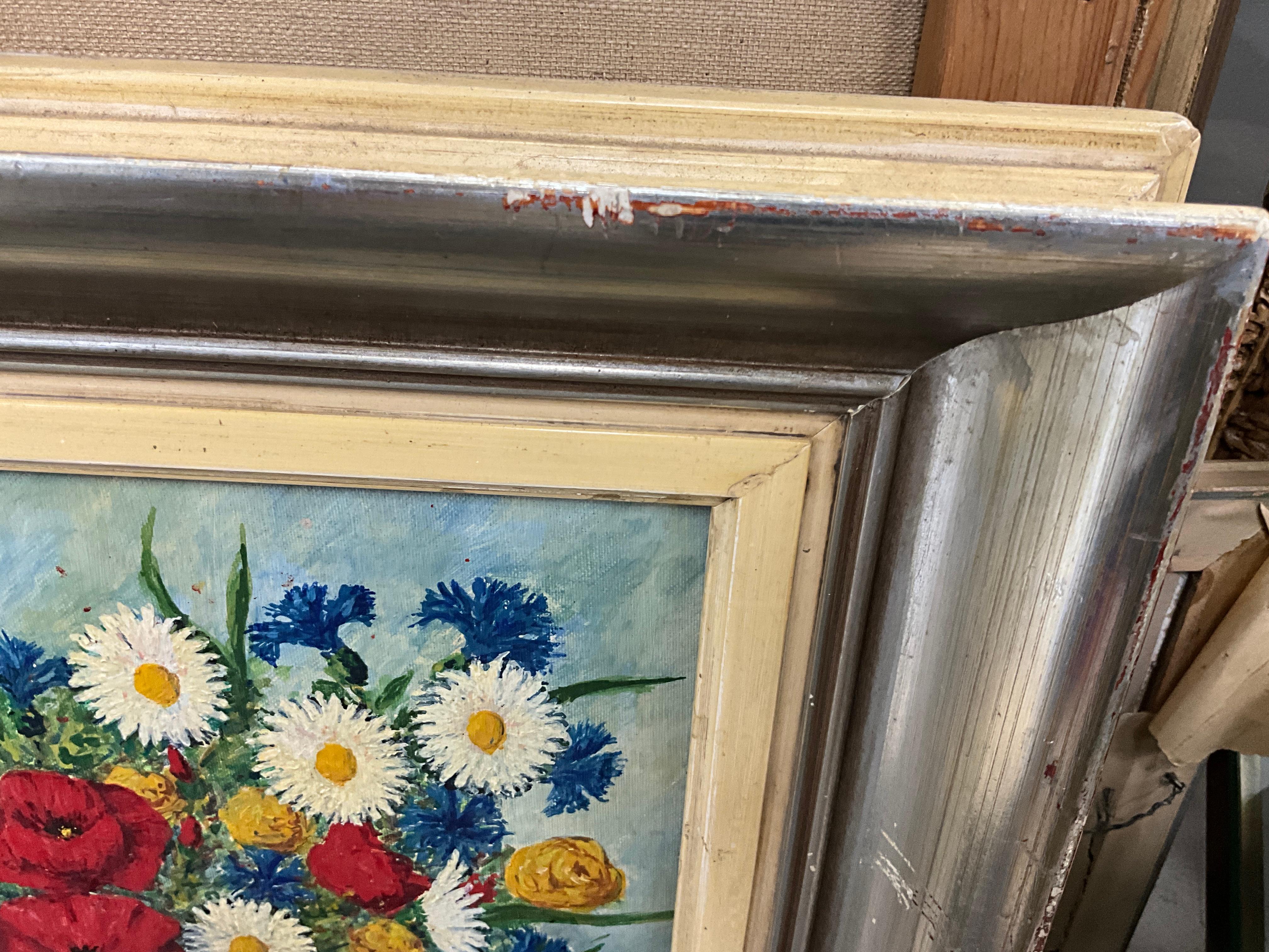 Blumenstillleben Öl auf Leinwand Circa Alfred Lehmann (1899-1979) Circa 1959 im Zustand „Gut“ im Angebot in West Palm Beach, US