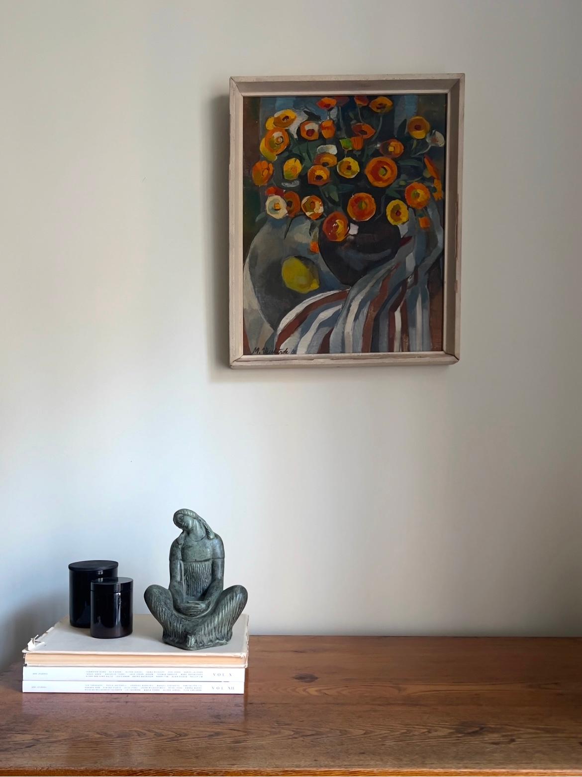 Canvas Floral Still Life Oil Painting by Maira Veisbārde, Latvia, 1981 For Sale