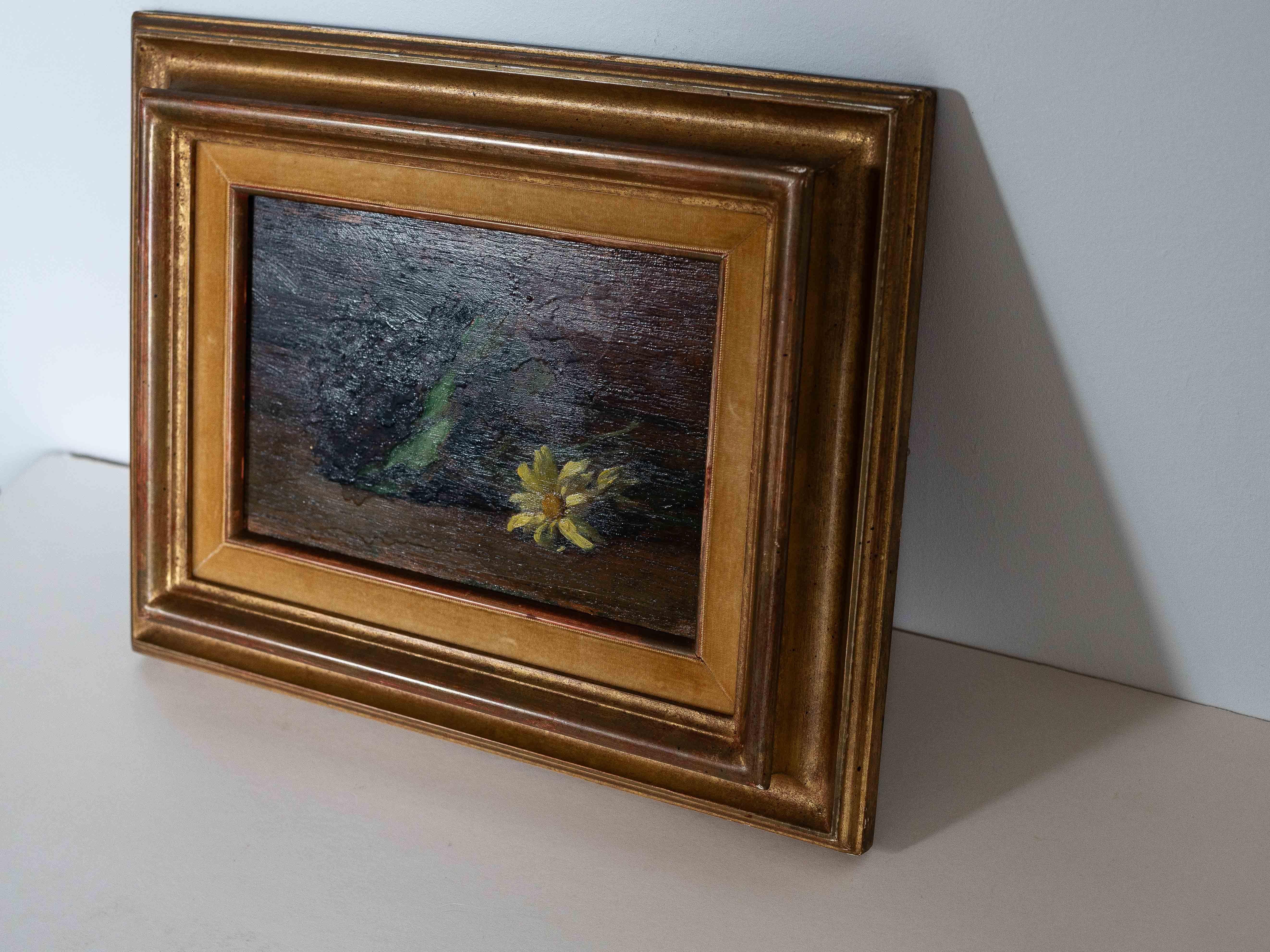 Romantic Floral Still Life, Oil Painting in Gilded Oak Frame, Late 19th Century For Sale