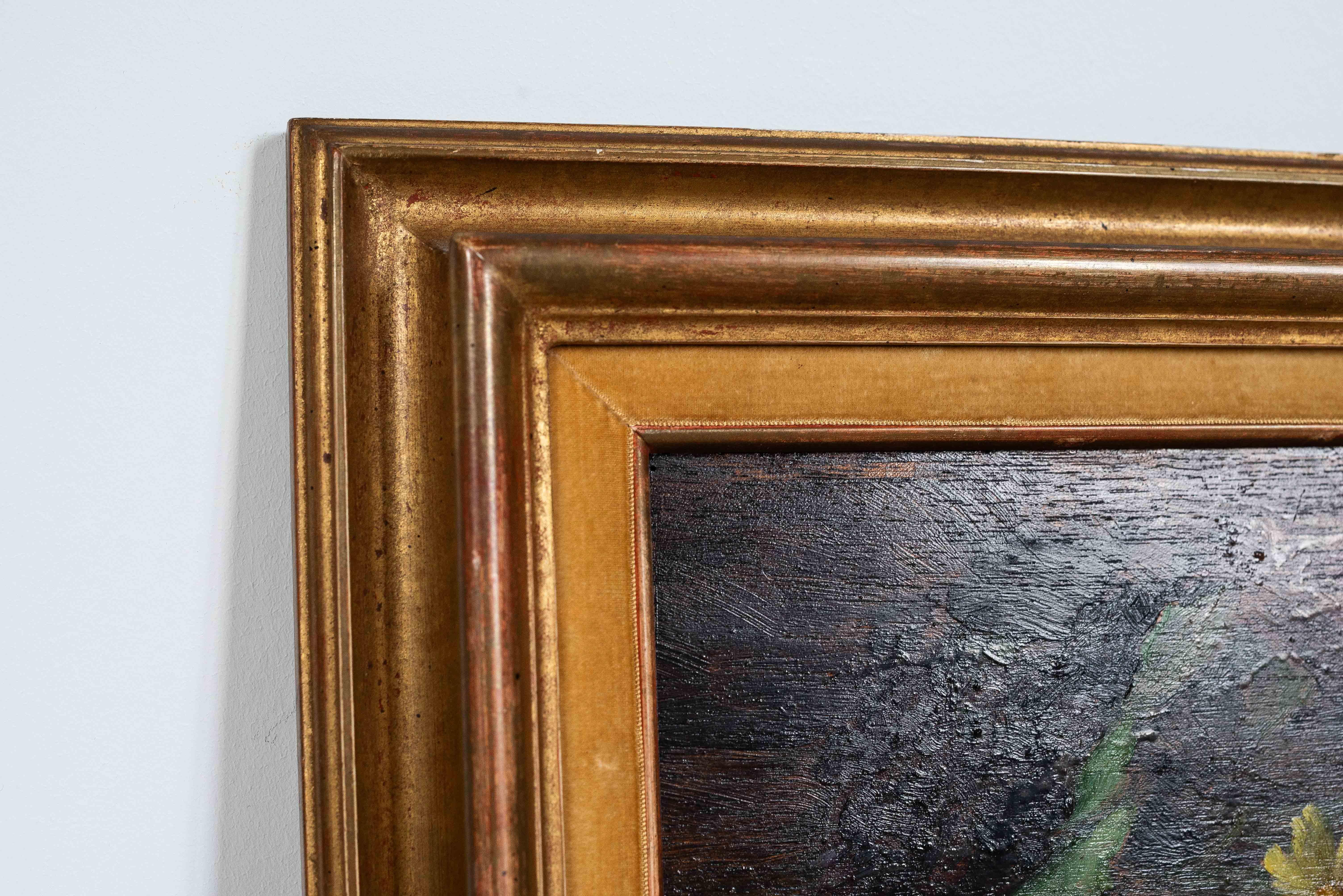 Floral Still Life, Oil Painting in Gilded Oak Frame, Late 19th Century For Sale 1