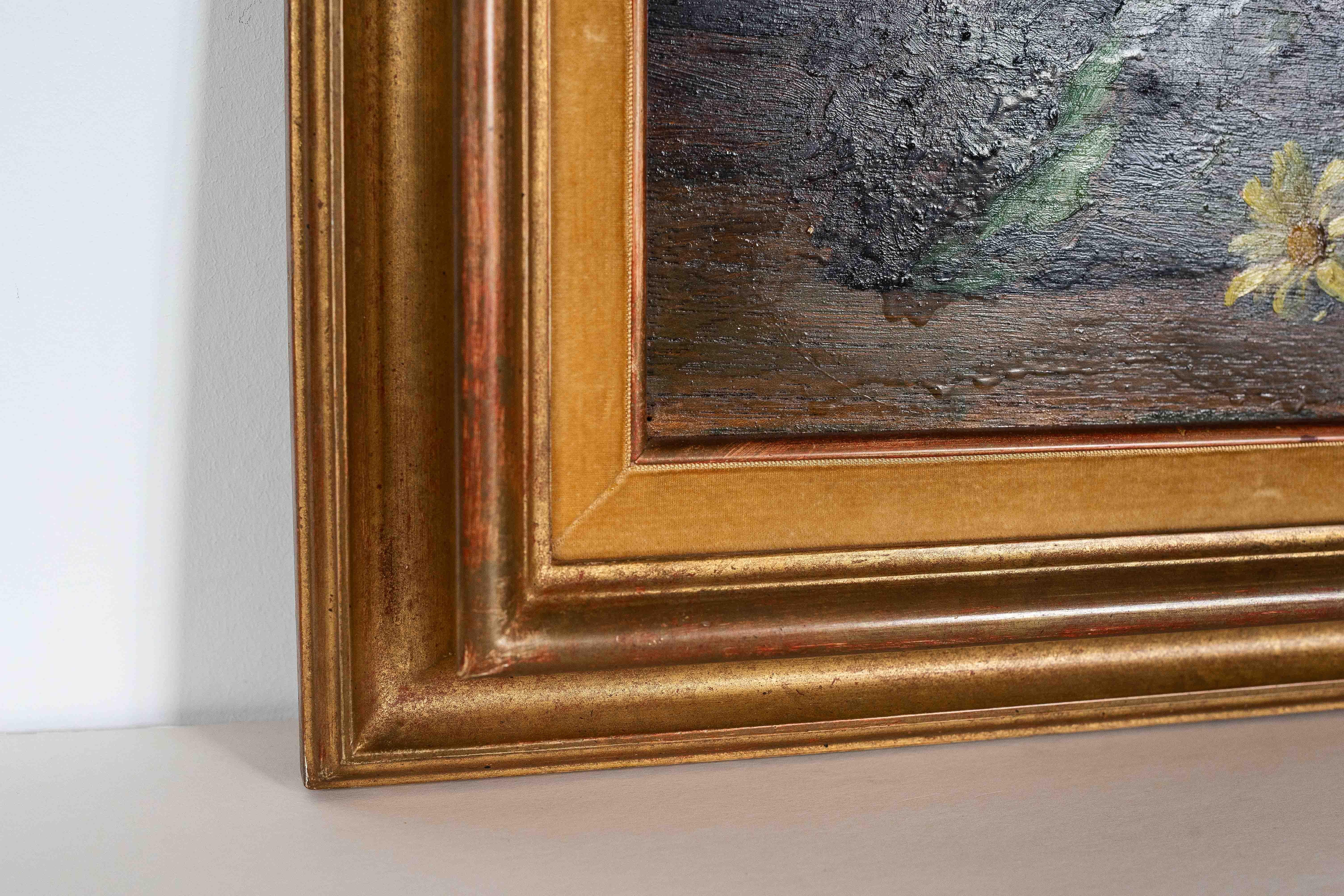 Floral Still Life, Oil Painting in Gilded Oak Frame, Late 19th Century For Sale 2