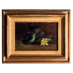 Floral Still Life, Oil Painting in Gilded Oak Frame, Late 19th Century