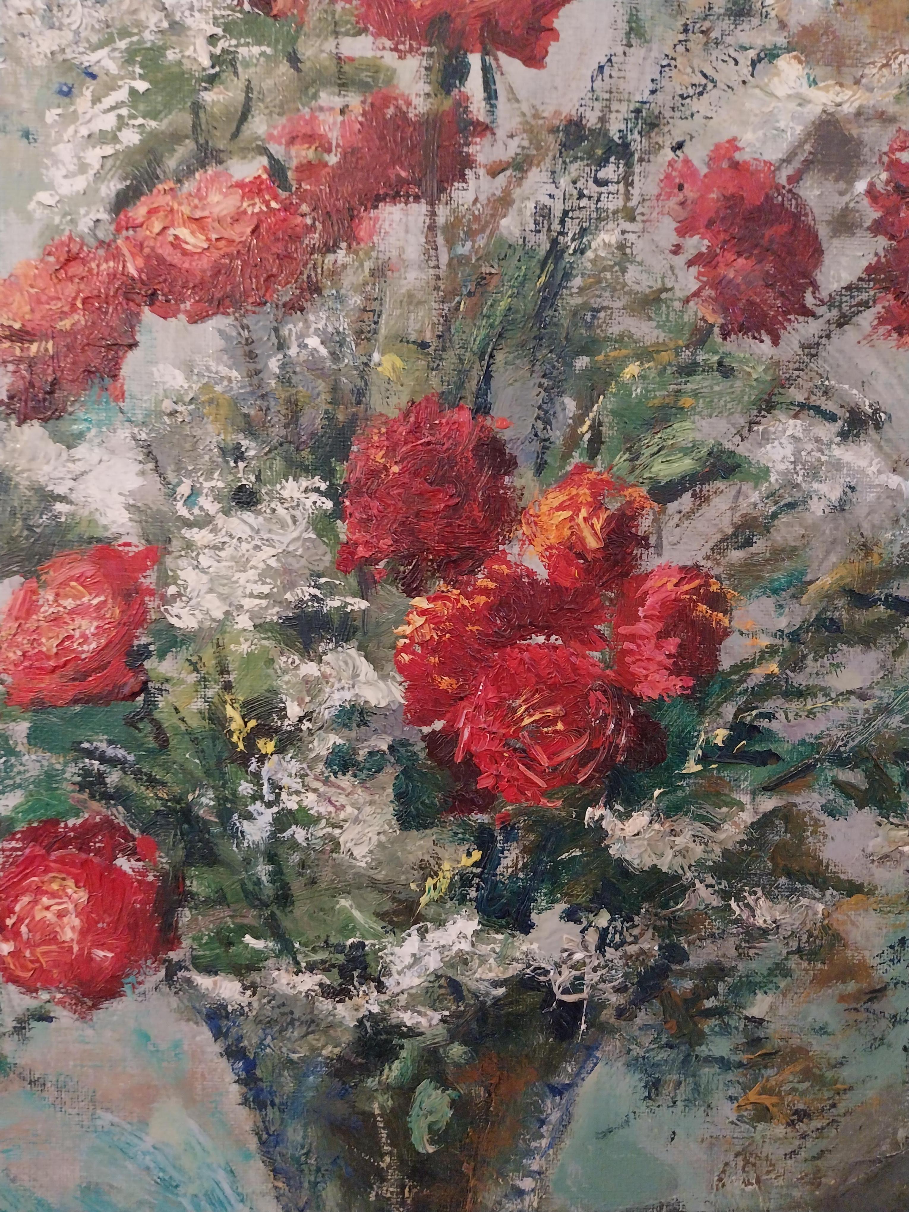 20th Century Still Life Flower Oil Painting  Italian Giuseppe Cavasanti For Sale