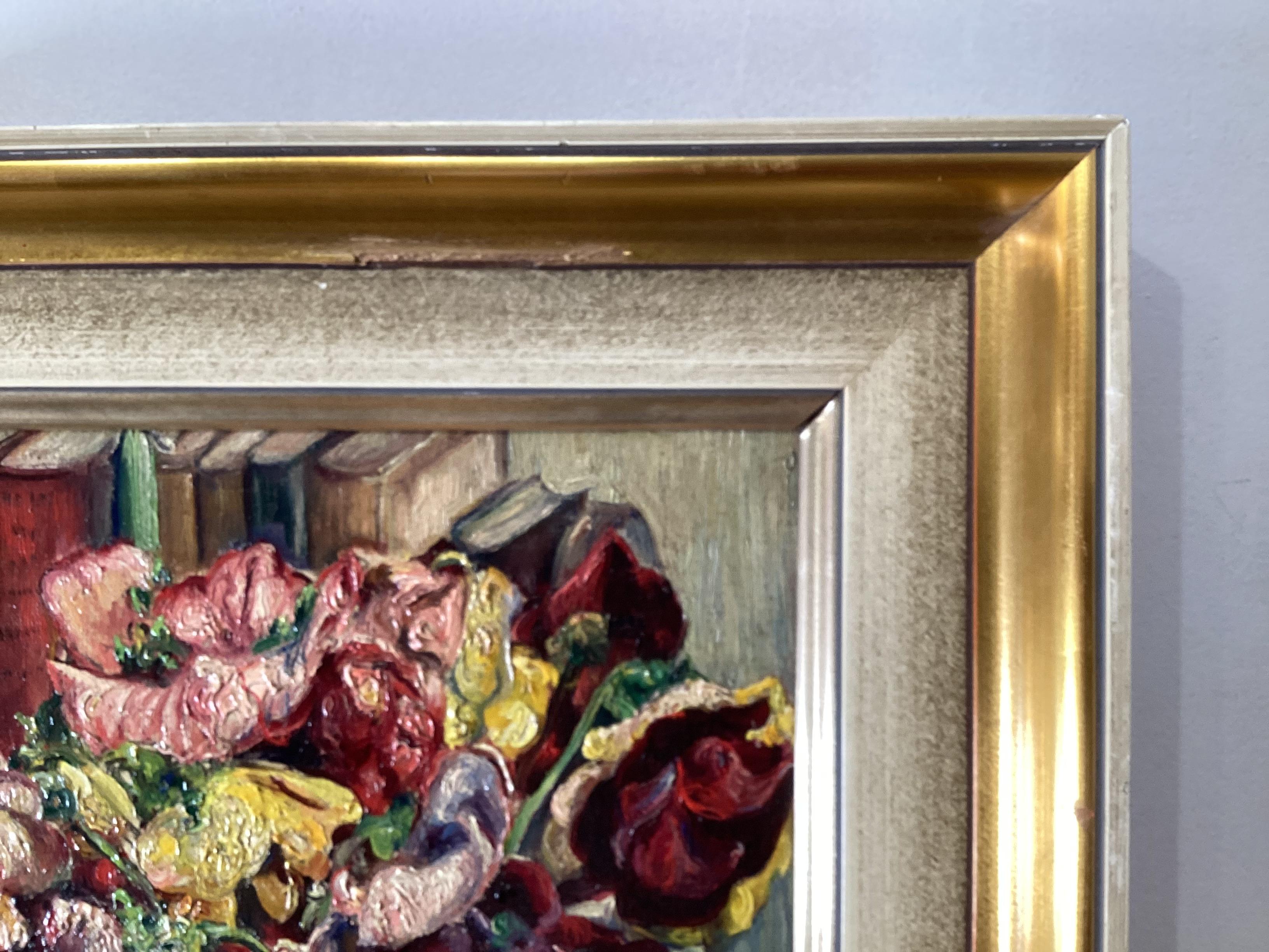 A vibrant impressionist style oil painting on bard, artist signed Derbino '41..
Framed in original frame. 
Born in Sicily, Italy, Rosario Gerbino became a landscape painter and illustrator who lived in New York City where he taught at the Leonardo