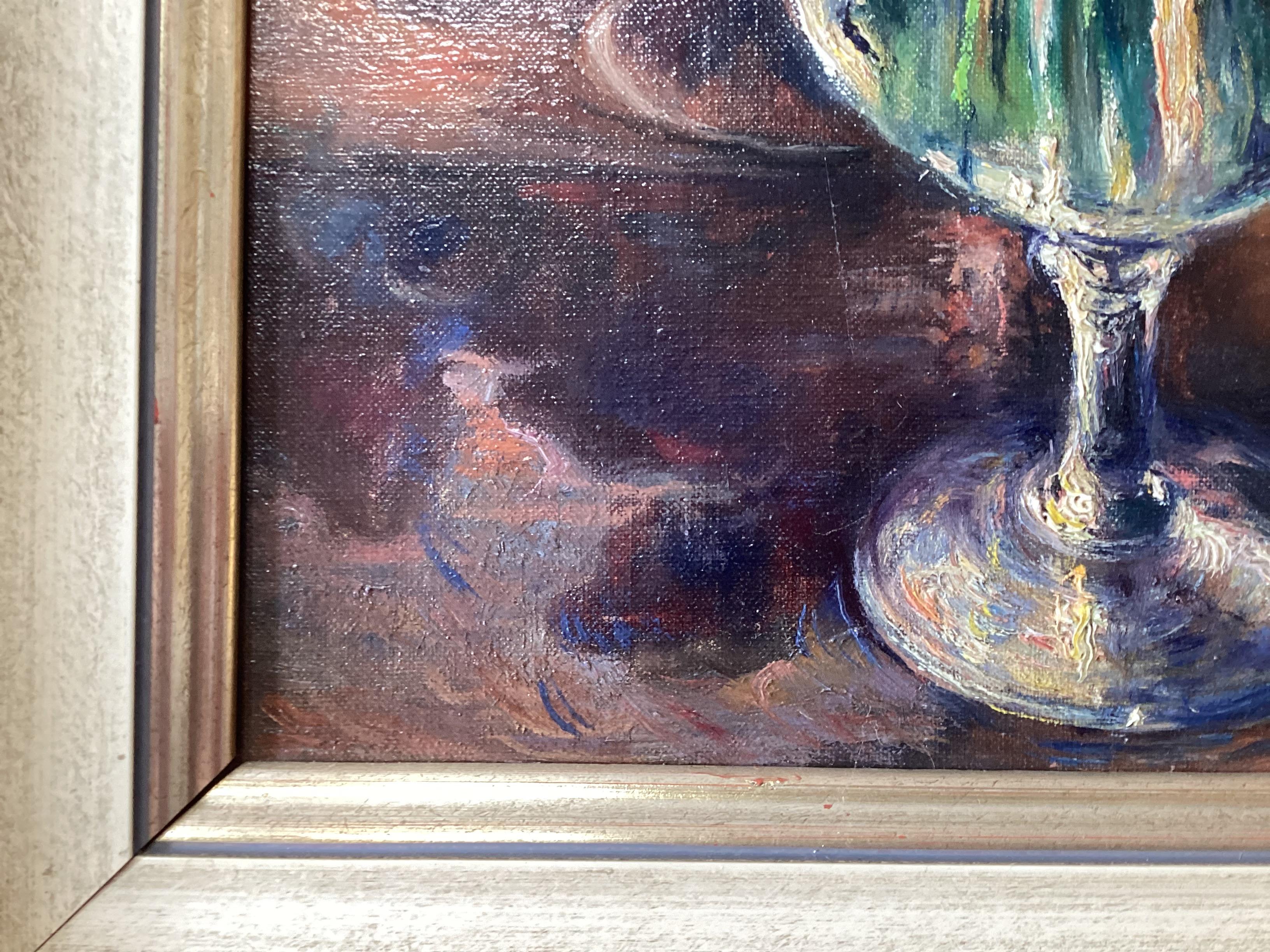 Wood Floral Still Life on Board by Rosario Gerbino (1900-1972) For Sale