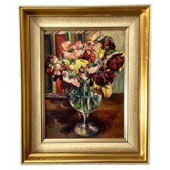 Floral Still Life on Board by Rosario Gerbino (1900-1972)