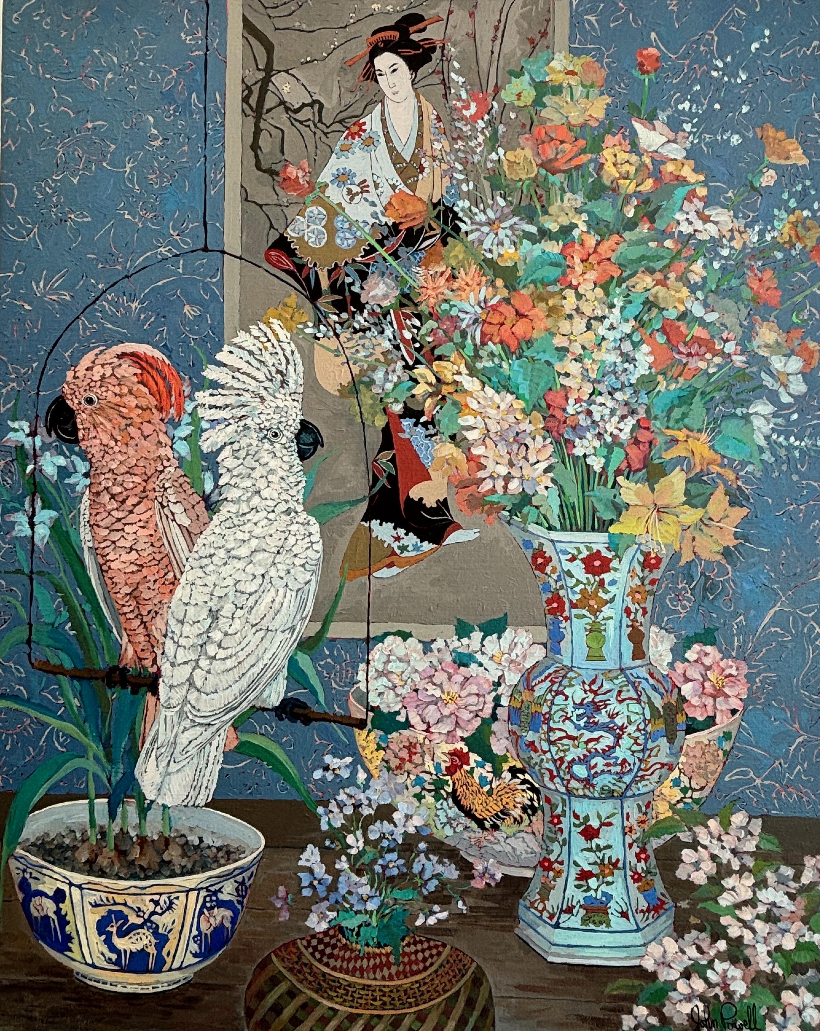 Dipinto a mano Natura morta floreale dipinta dall'artista californiano John Powell in vendita