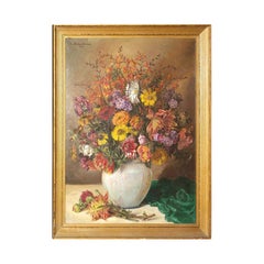Vintage Floral Still Life Painting by Johannes Fischer