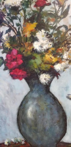 Floral Still Life Painting by Manes Lichtenberg, 1950s