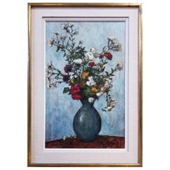 Floral Still Life Painting by Manes Lichtenberg, 1950s