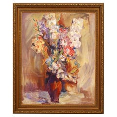 Modern Floral Still Life Painting, 40.5x33.5 Inches, Good Condition