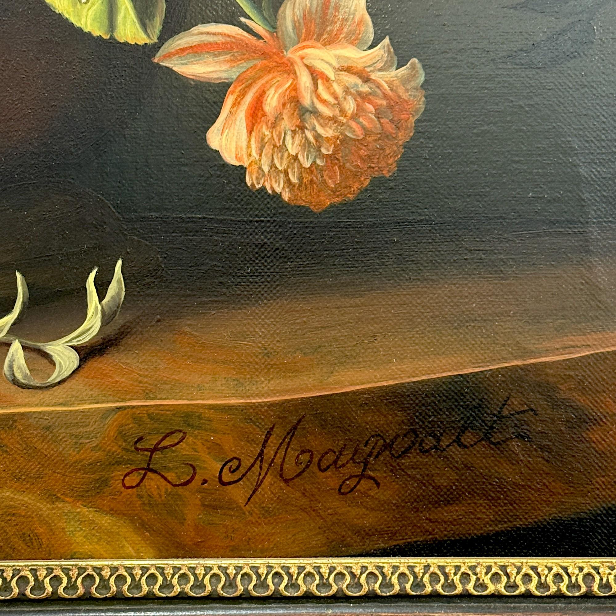 Floral Still Life Painting signed by the artist Leopold Maywalt, 19th Century For Sale 3