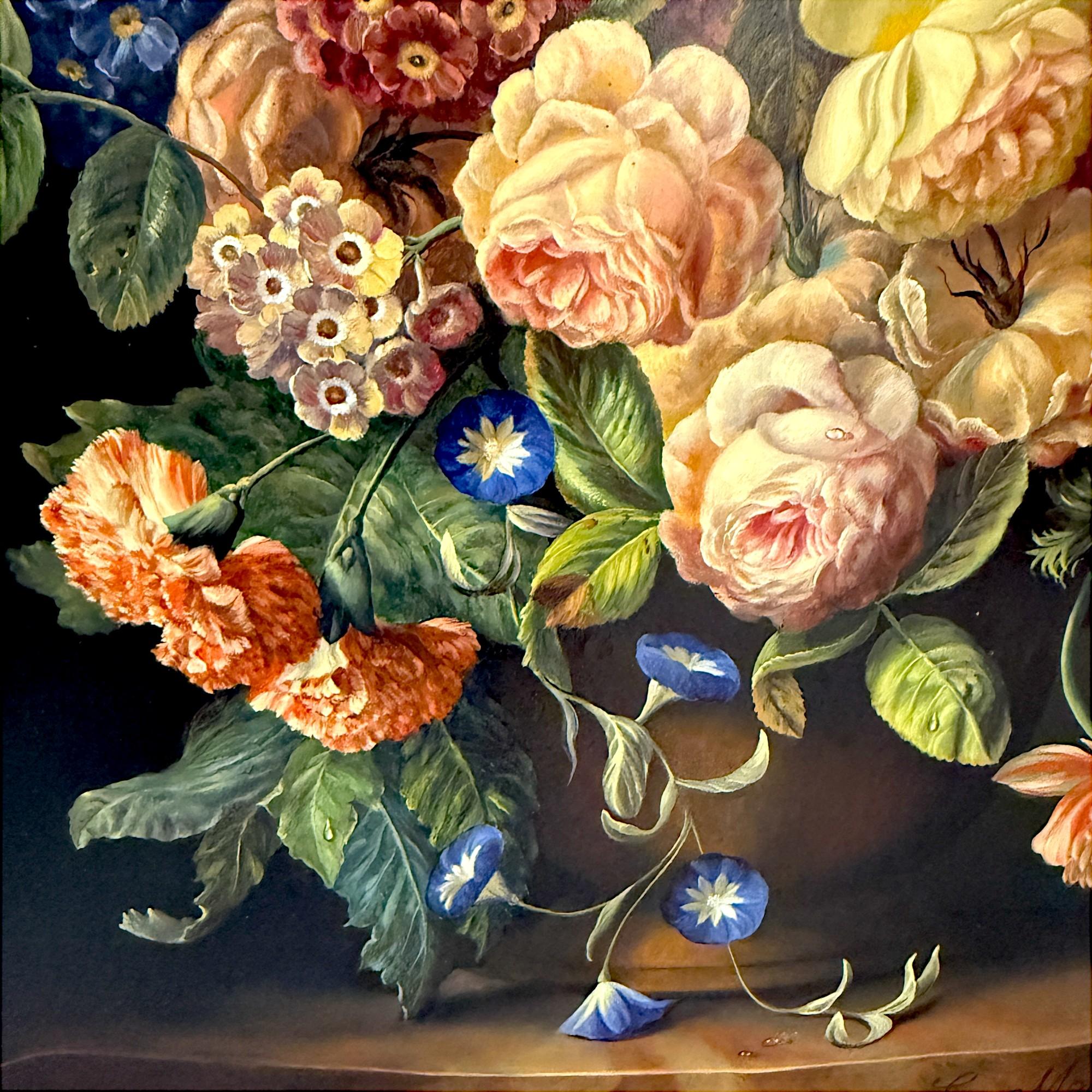 Mid-20th Century Floral Still Life Painting signed by the artist Leopold Maywalt, 19th Century For Sale