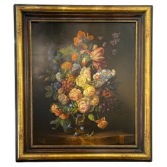 Floral Still Life Painting signed by the artist Leopold Maywalt, 19th Century