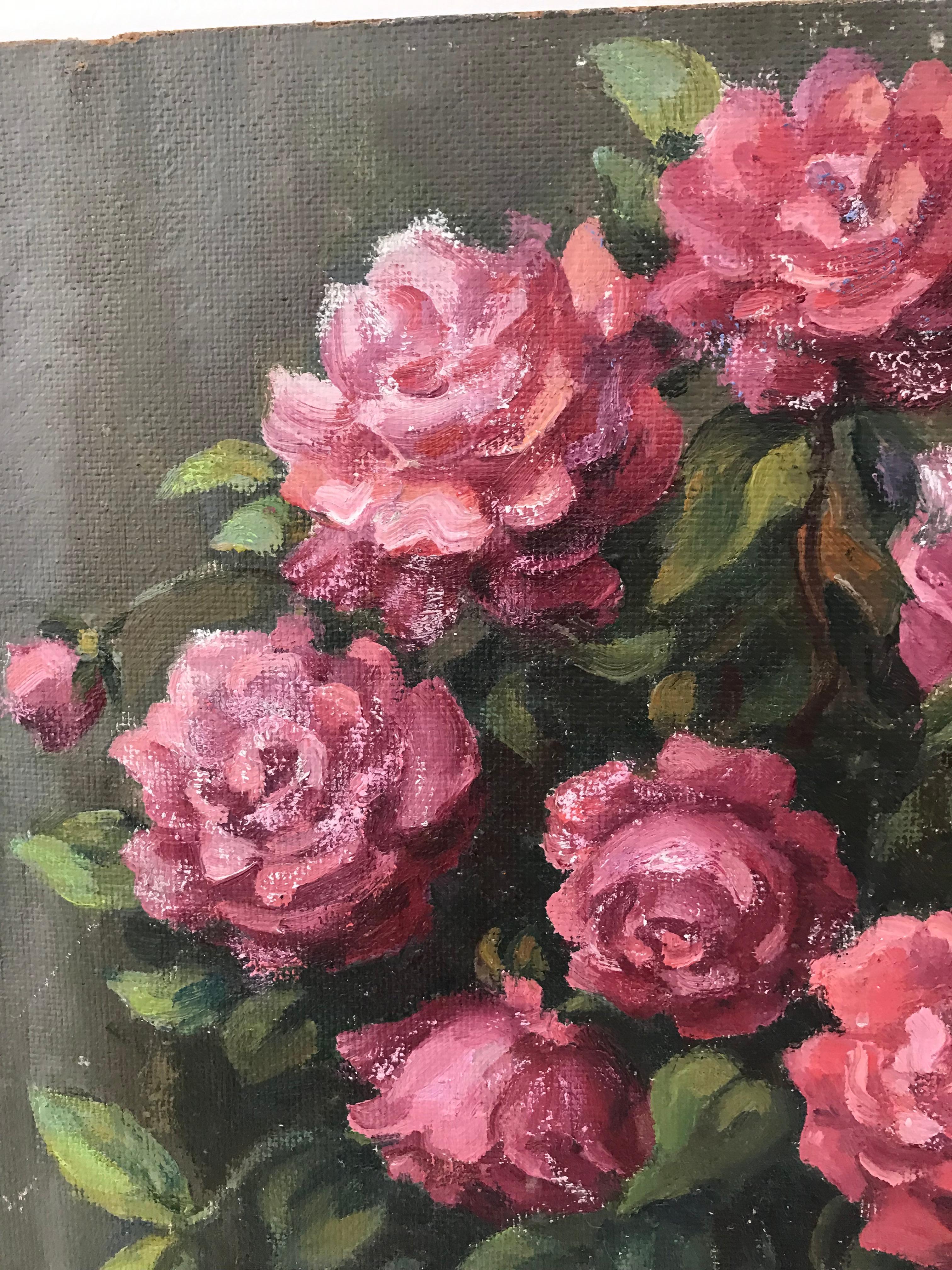 Czech  Still Life with Roses Painting For Sale