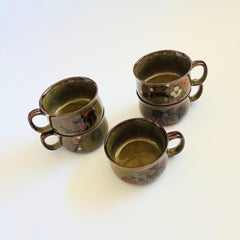 Floral Stoneware Mug Bowls - Set of 5