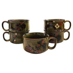 Floral Stoneware Mug Bowls - Set of 5