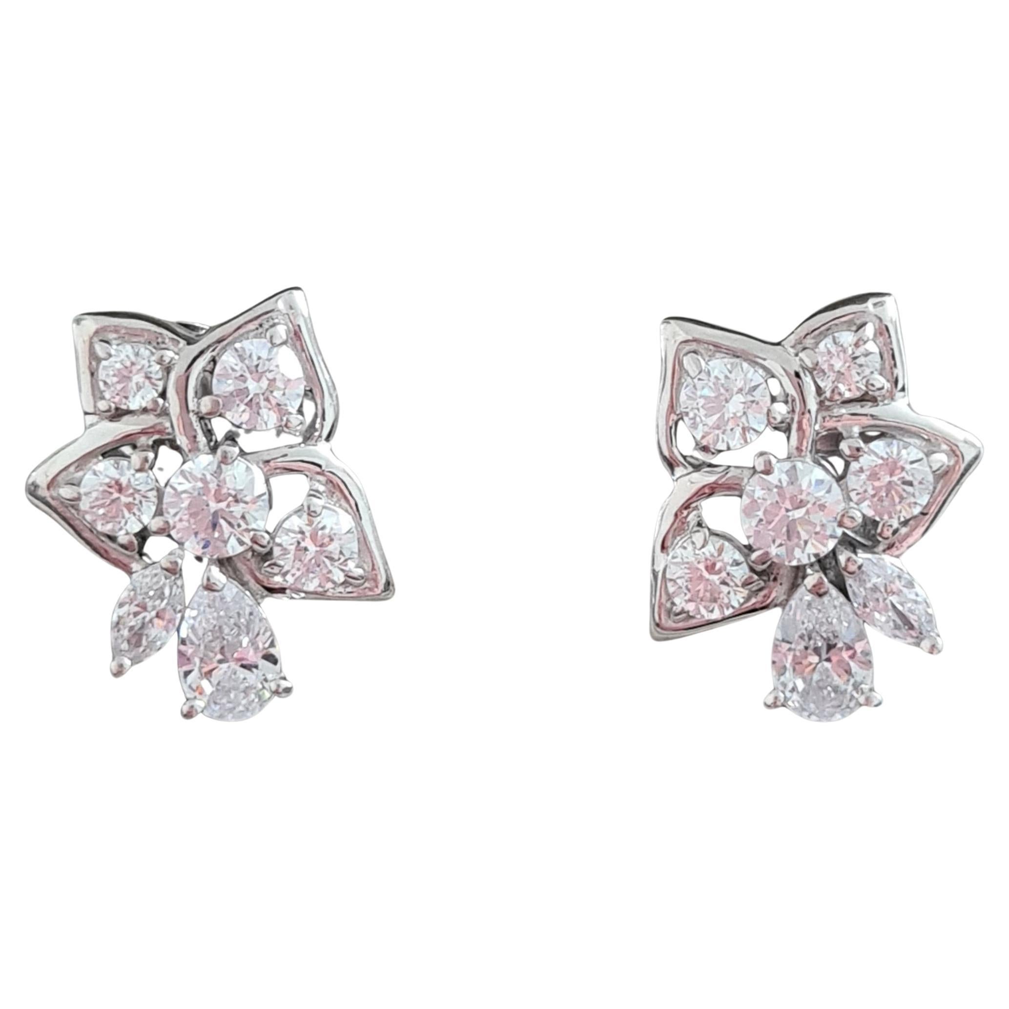 Floral Stud Earrings 925 Sterling Silver Minimalist Earrings. For Sale