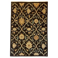 Floral Sultanabad Rugs 4
 x 6
 Teppich in Braun, Gold, Sage, und Blau Bio-Wolle