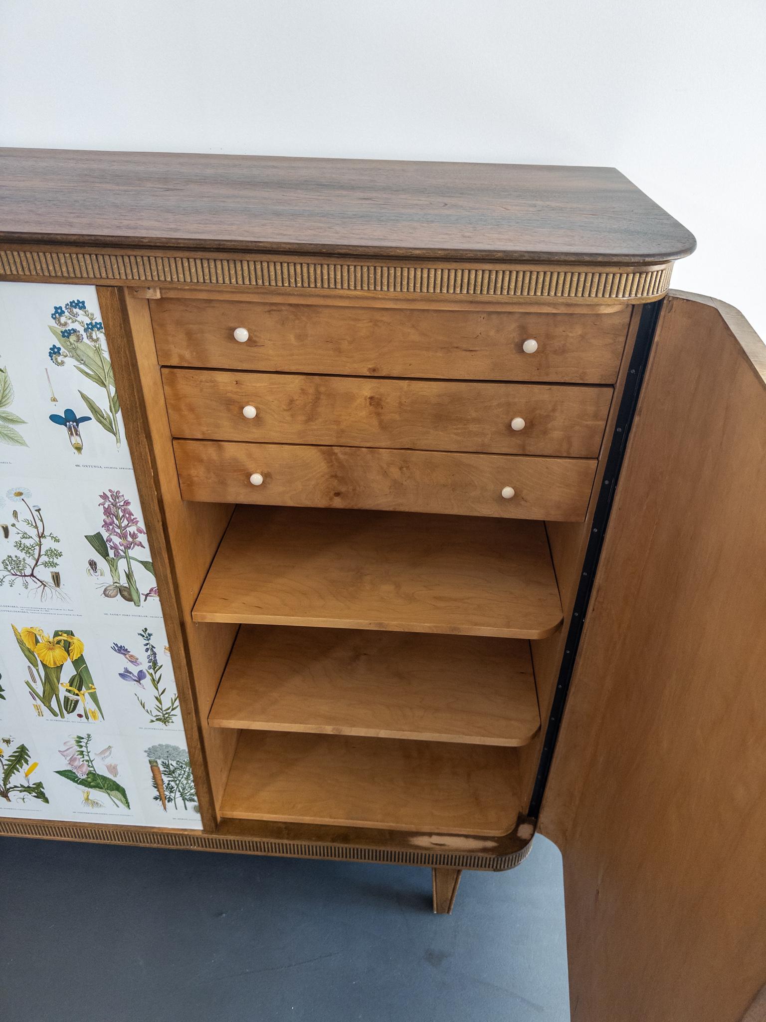 Floral Swedish Modern Sideboard, 1940s — Inspired by Josef Frank For Sale 5