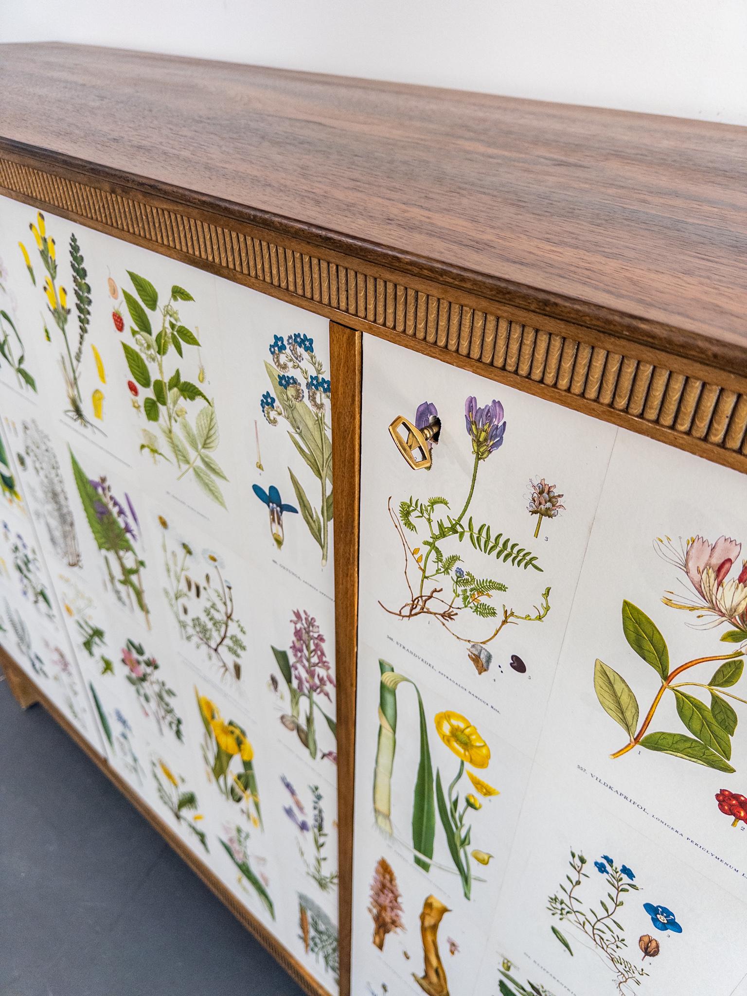 Floral Swedish Modern Sideboard, 1940s — Inspired by Josef Frank For Sale 8
