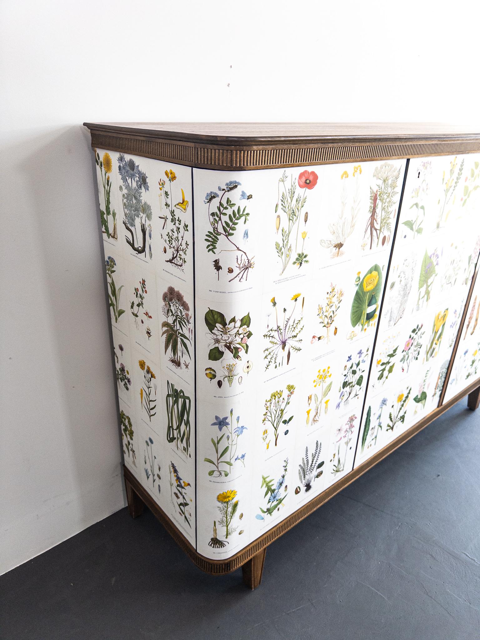 Scandinavian Modern Floral Swedish Modern Sideboard, 1940s — Inspired by Josef Frank For Sale