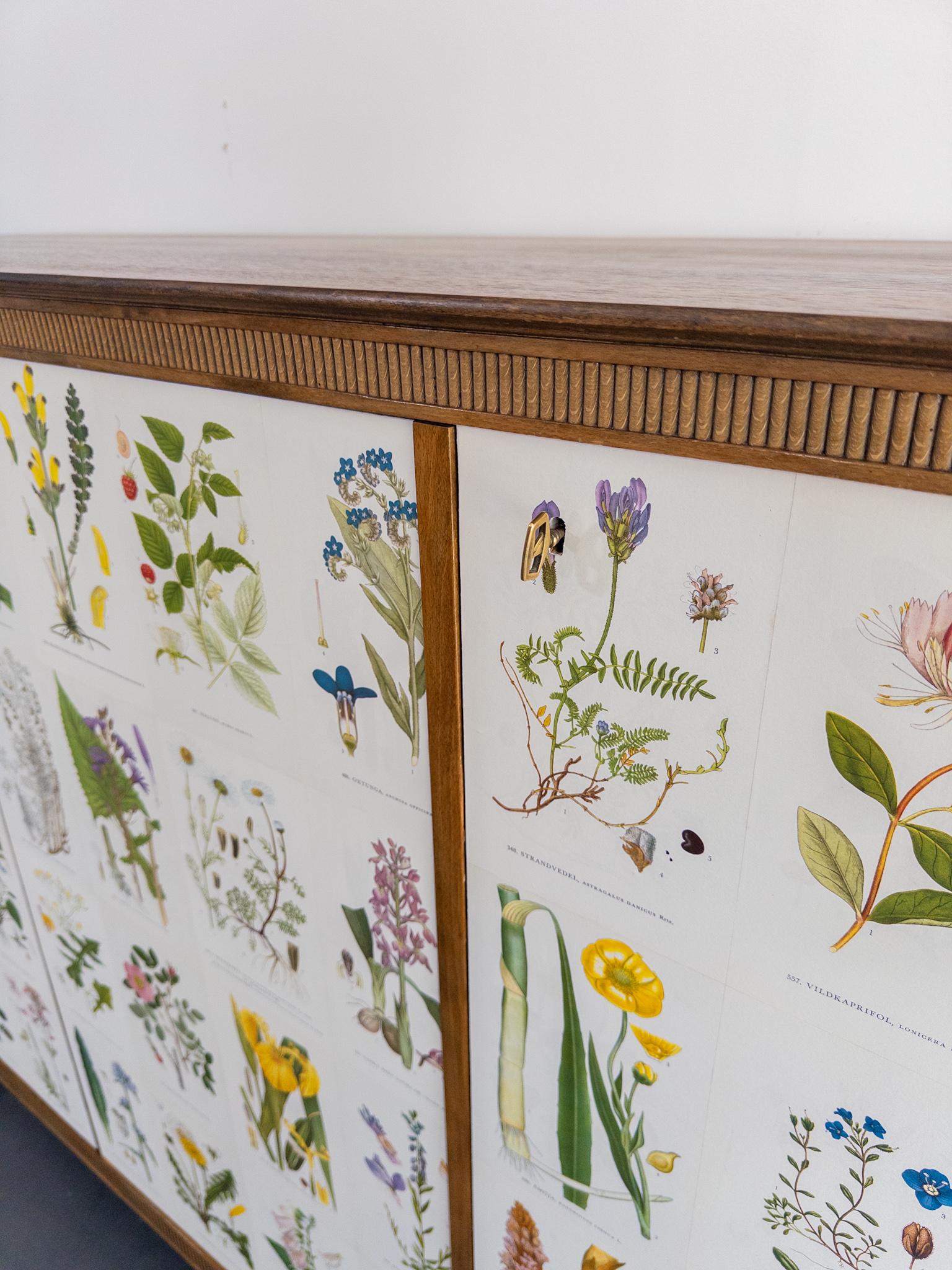 Floral Swedish Modern Sideboard, 1940s — Inspired by Josef Frank For Sale 1