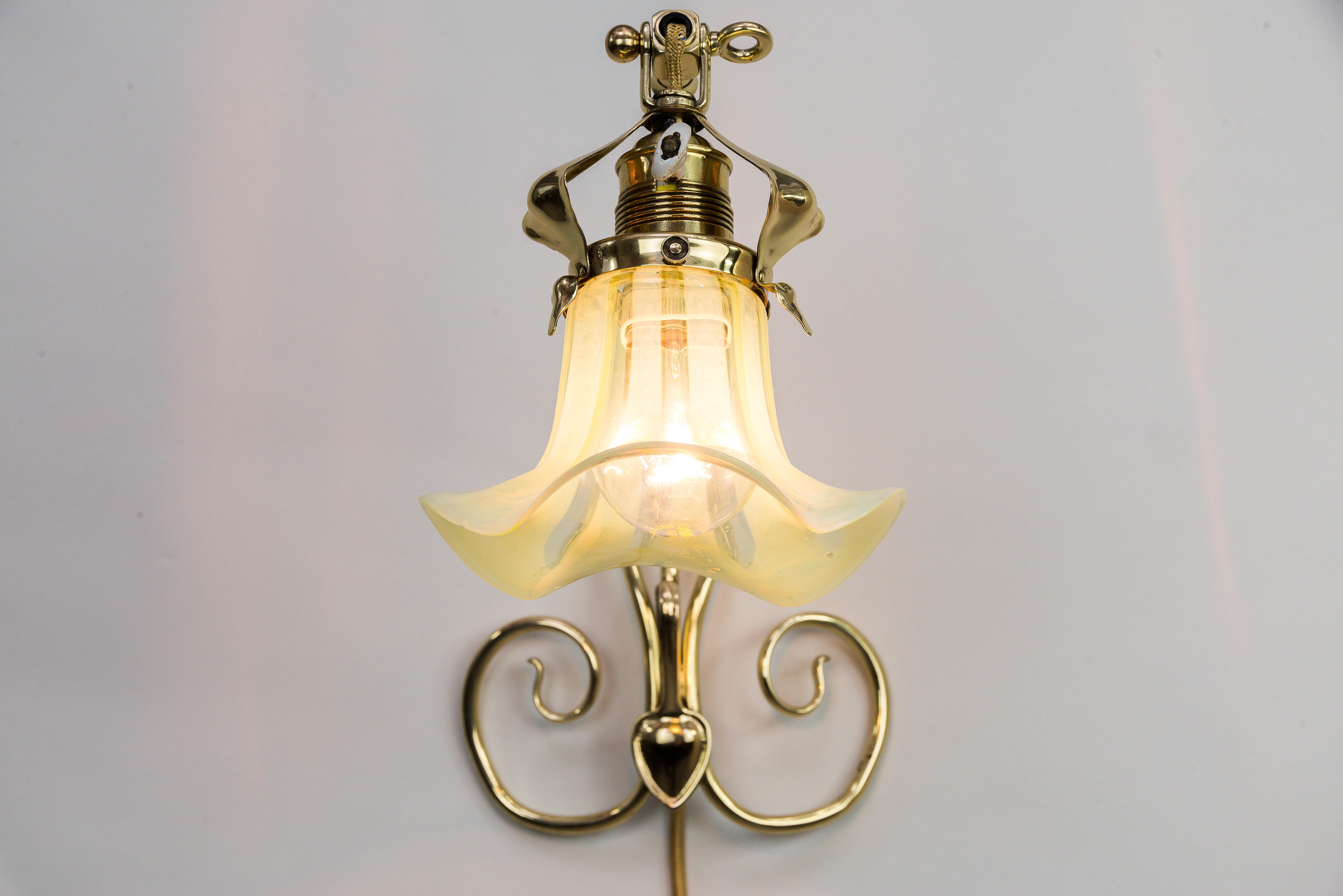 Floral Swiveling Wall Lamp with Original Opaline Glass, circa 1908s 4