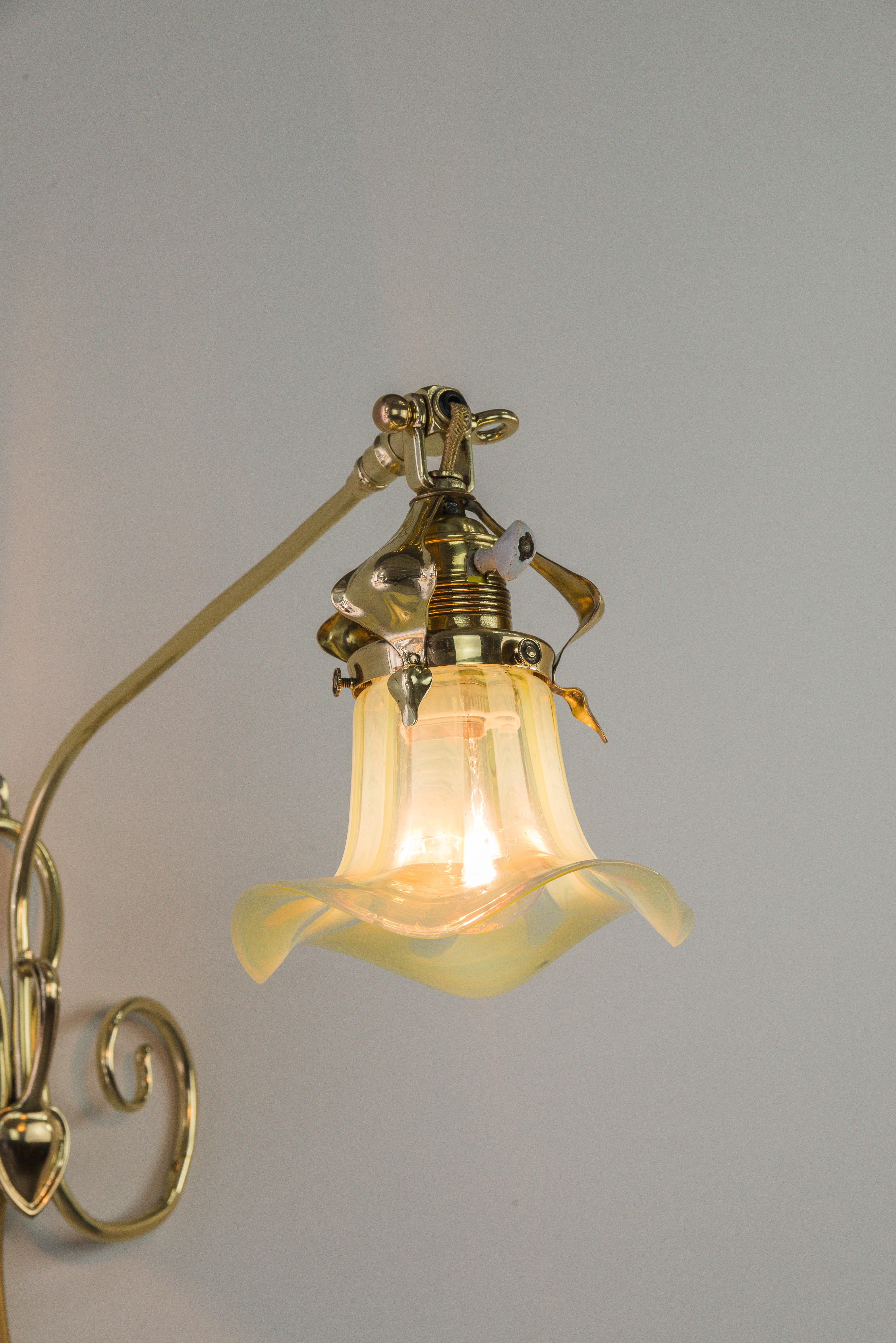 Floral Swiveling Wall Lamp with Original Opaline Glass, circa 1908s 6