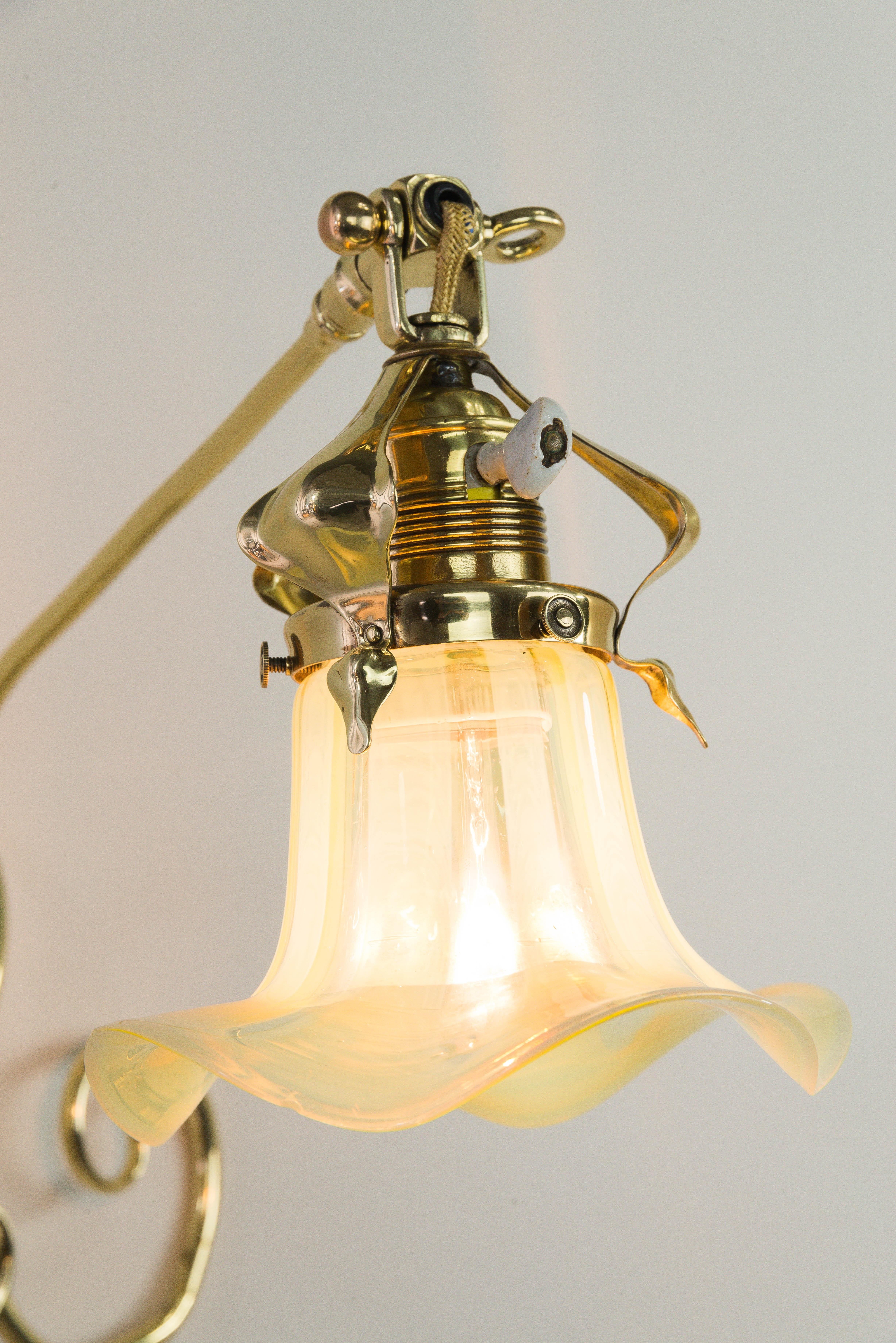 Floral Swiveling Wall Lamp with Original Opaline Glass, circa 1908s 7