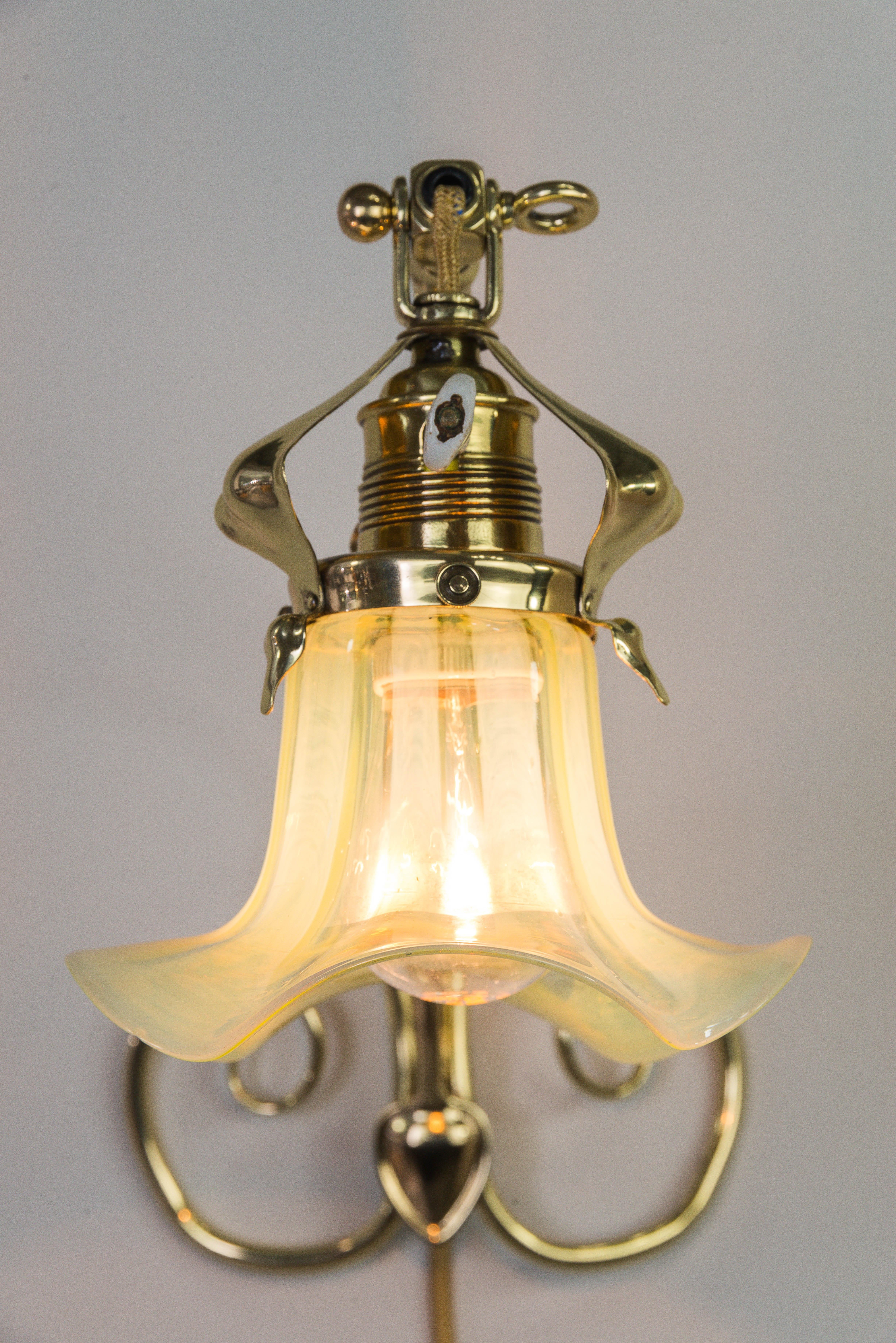 Floral Swiveling Wall Lamp with Original Opaline Glass, circa 1908s 8