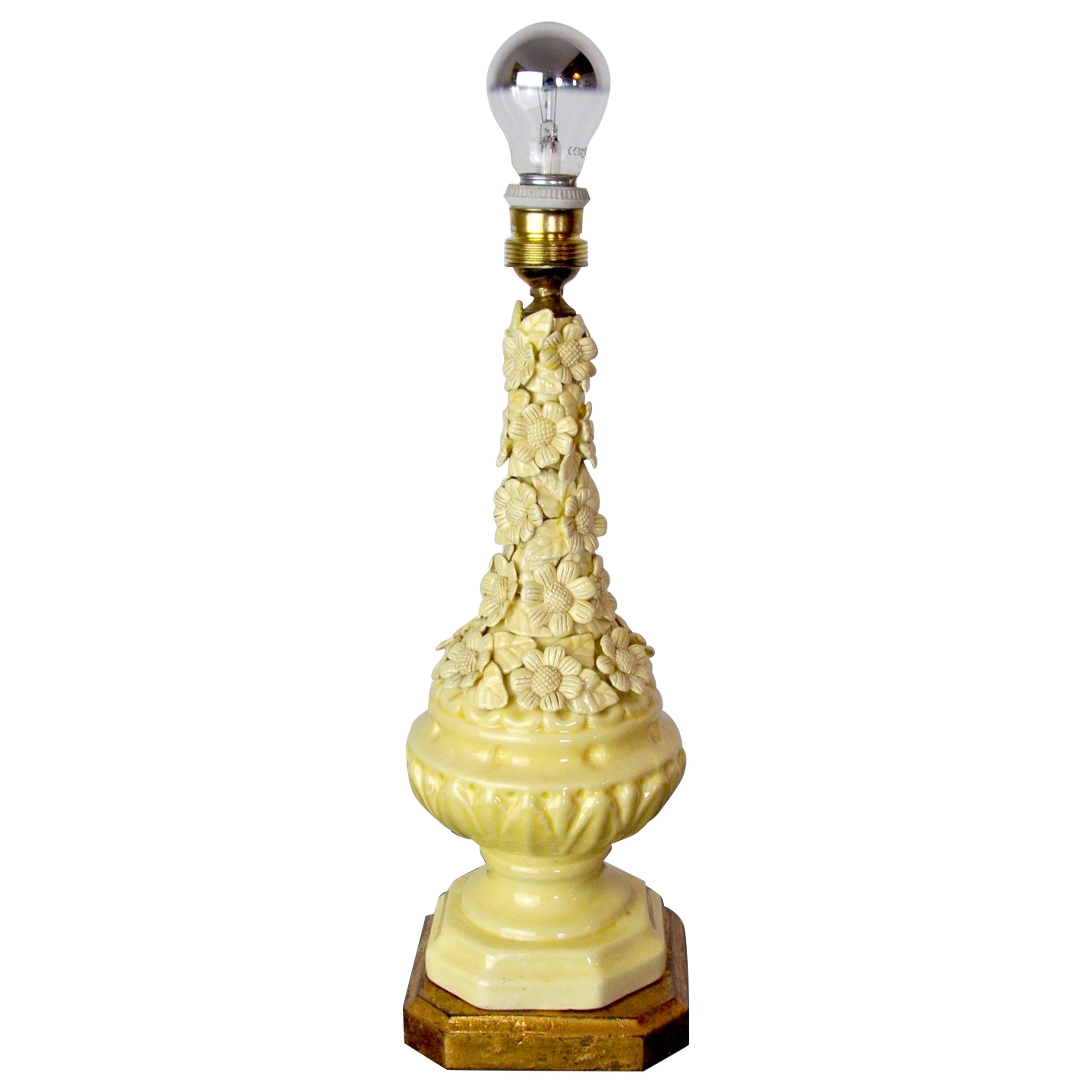 Lampes de table manises à fleurs, céramique, scie, 1970