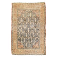 Floral Tabriz Rug with Ivory Field, c. 1900
