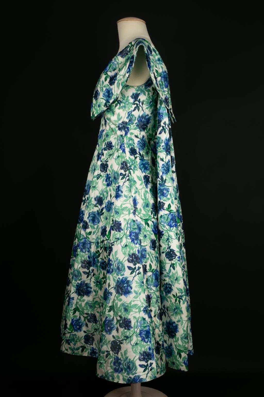 Floral taffeta dress In Good Condition For Sale In SAINT-OUEN-SUR-SEINE, FR