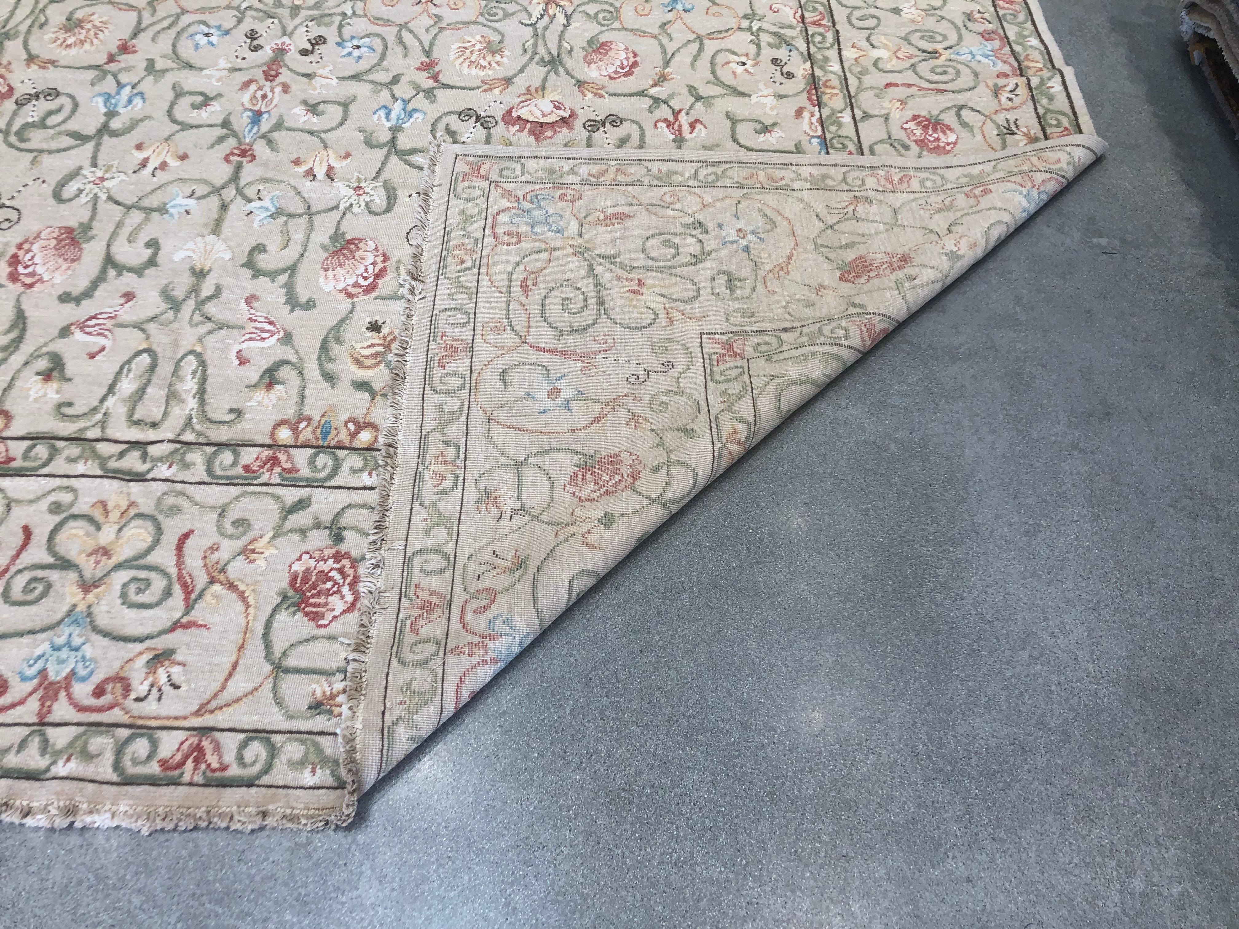 Hand-Knotted Floral Tapestry Rug For Sale