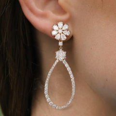 Floral Teardrop 14K (or 18k upon request) Yellow Gold Statement Drop Earrings