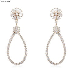 Boucles d'oreilles pendantes en or jaune 14K avec gouttes d'eau florales