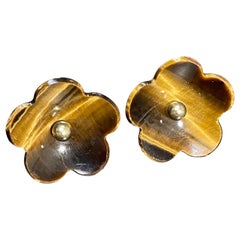 Antique Floral Tiger's Eye Earrings