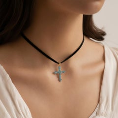 Floral Topazs Cross Pendant Silver, gold