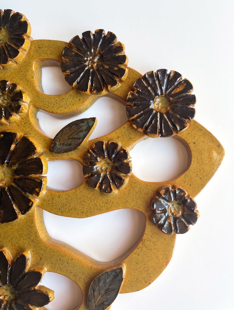 Floral Tree of Life Ceramic Art Wall Decoration, 1960s For Sale at 1stDibs