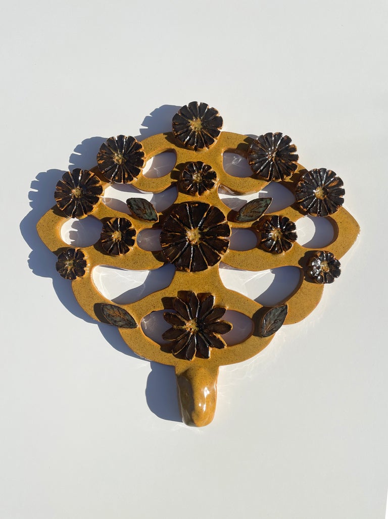 Floral Tree of Life Ceramic Art Wall Decoration, 1960s For Sale at 1stDibs